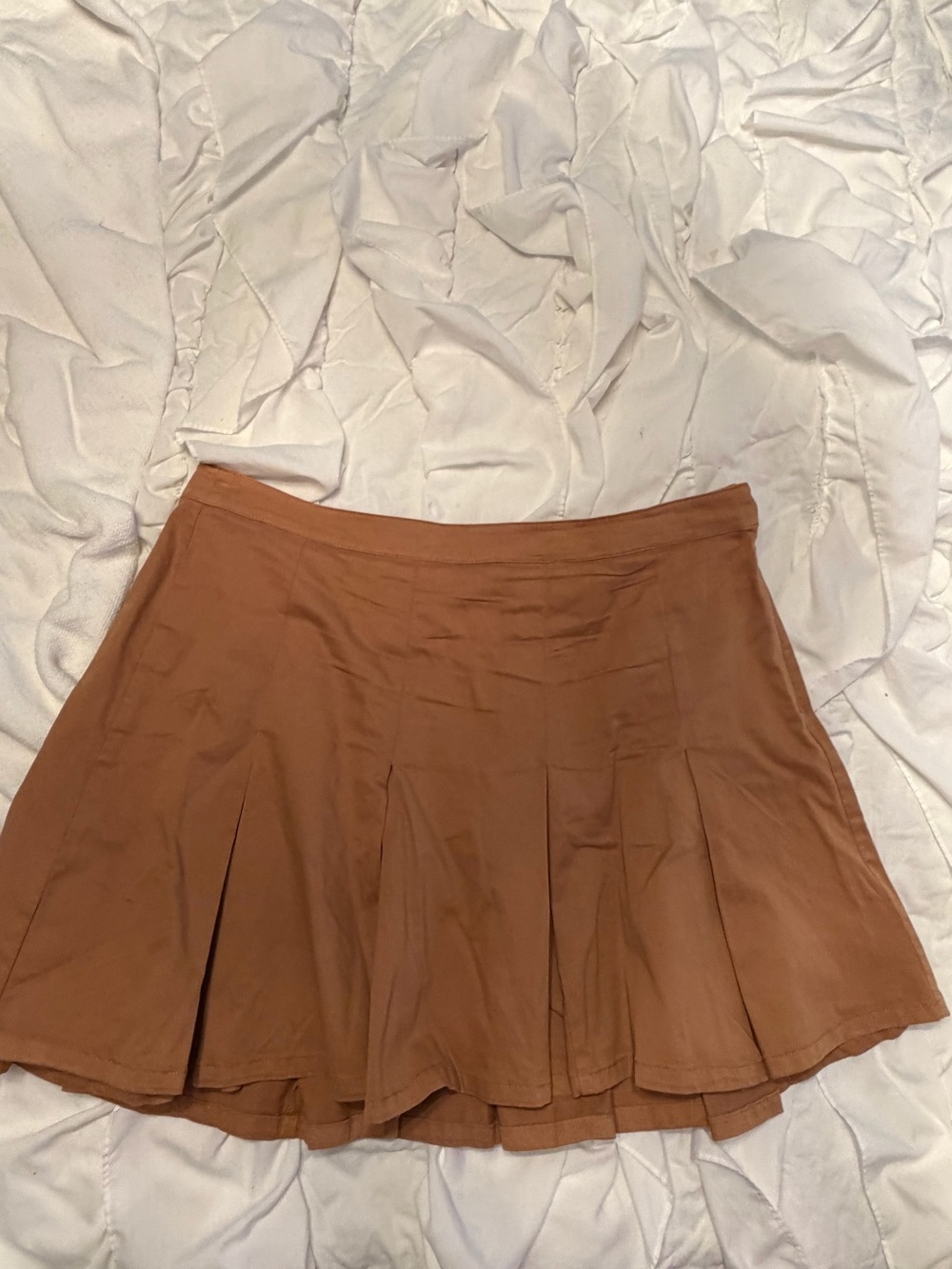 J. Crew Tan Pleated Skater Skirt
